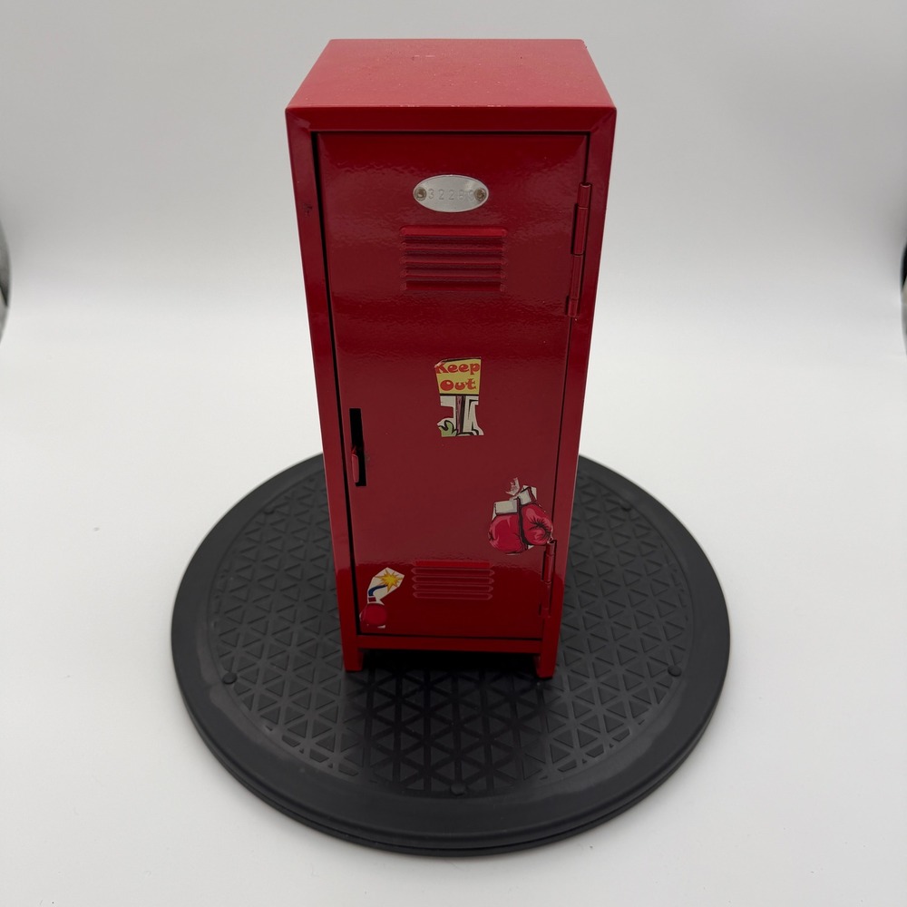 Vintage Style Red Metal Miniature Locker Boxing Theme Bank 10.75 Inch Storage